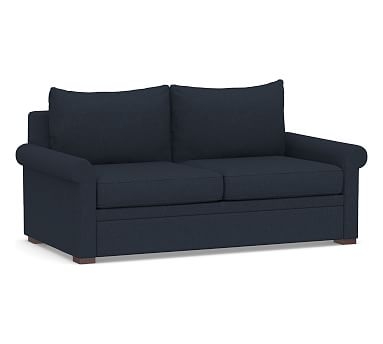 PB Deluxe Upholstered Sleeper Sofa, Polyester Wrapped Cushions, Performance Brushed Basketweave Indigo - Image 0