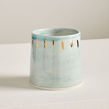 A MANO Ceramic Planter, Solid, Pool Blue - Image 0