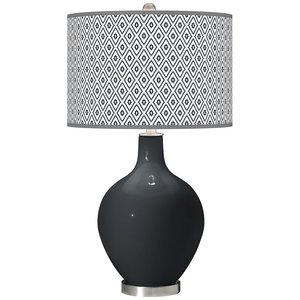 Color Plus Ovo 28 1/2" High Diamonds Shade Night Black Table Lamp - Image 0