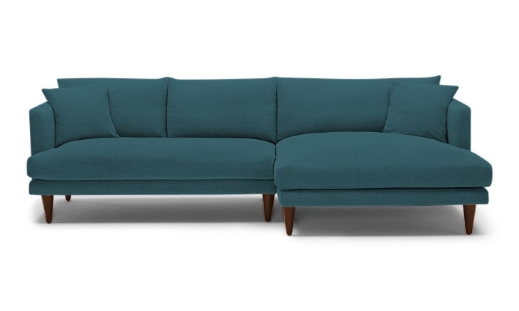Blue Lewis Mid Century Modern Sectional - Cody Pacific - Mocha - Right - Cylinder Legs - Image 0