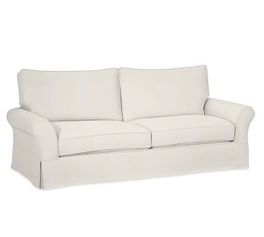 PB Comfort Roll Arm Slipcovered Grand Sofa 92", 2X2, Box Edge, Memory Foam Cushions, Denim Warm White - Image 2