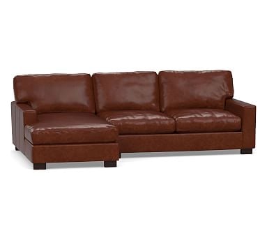 Turner Square Arm Leather Right Arm 2-Piece Sectional with Chaise, Down Blend Wrapped Cushions, Leather Statesville Molasses - Image 2