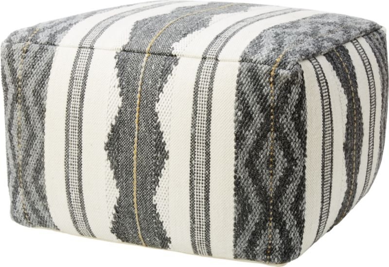 Delsey Grey Woven Pouf - Image 3