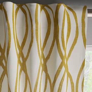 Cotton Canvas Scribble Lattice Curtain, Set of 2, Dark Horseradish, 48"x84" - Image 3