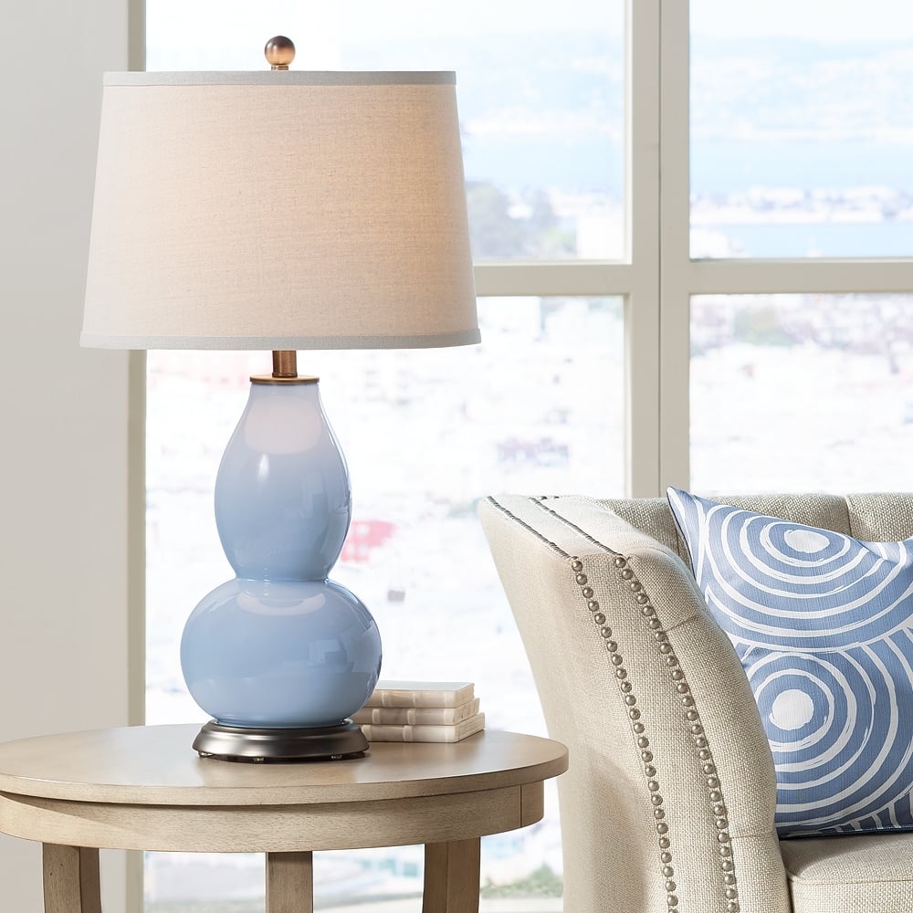 Color Plus Double Gourd 28 3/4" High Sky Blue Table Lamp - Image 0