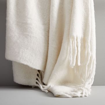 Solid Soft Touch Throw, Stone White - Image 2