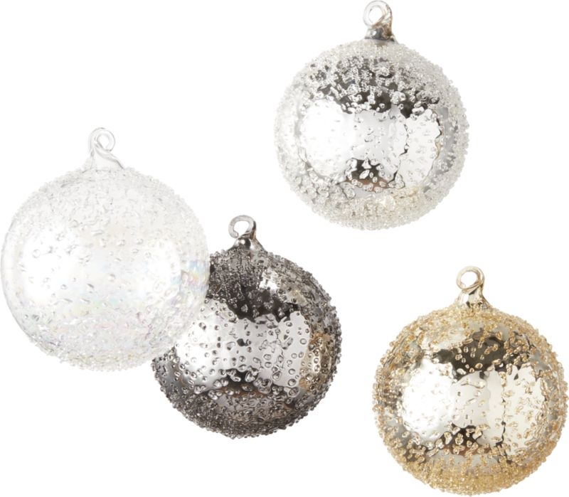 Metallic Glass Textured Ornaments Set of 4 - Image 1