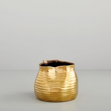 Molten Brass Vase, Medium, Round - 5.25H - Image 0