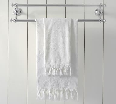 Sculpted Stonewashed Hand Towel, White - Image 1