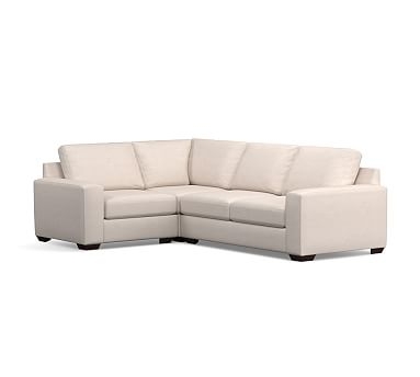 Big Sur Square Arm Upholstered Right Arm 3-Piece Corner Sectional, Down Blend Wrapped Cushions, Performance Heathered Tweed Ivory - Image 0