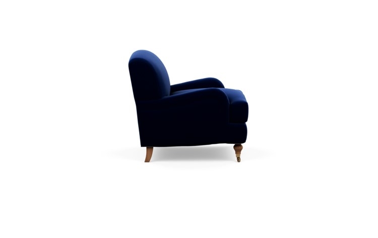 Rose by The Everygirl Chairs with Oxford Blue Fabric and Oiled Walnut with Brass Caster legs - Image 2