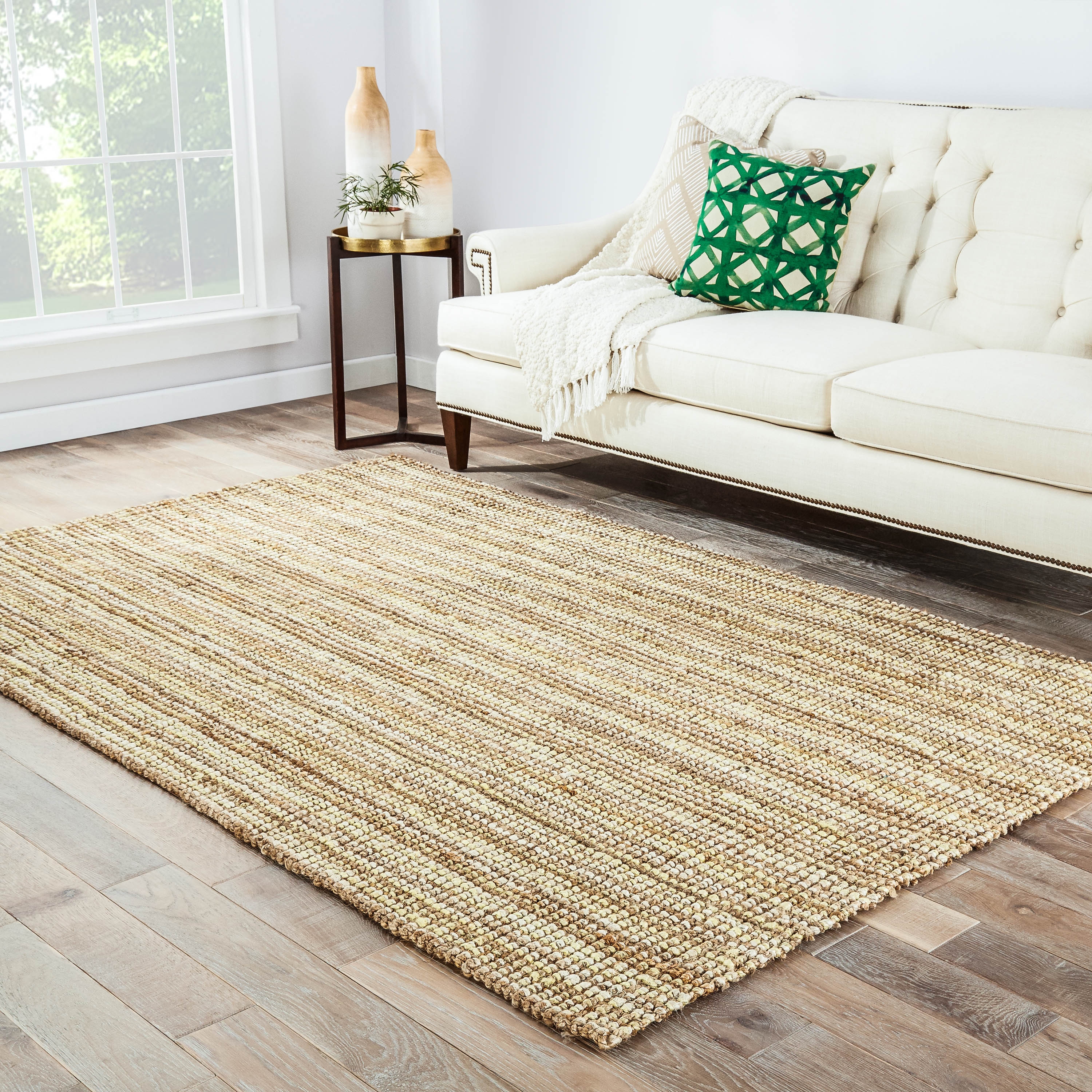Marvy Natural Solid Beige/ White Area Rug (10' X 14') - Image 4