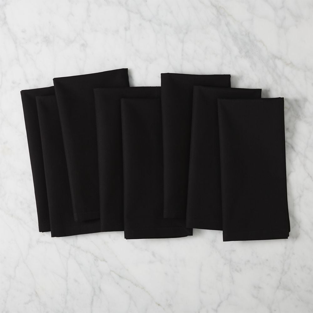 Poplin Black Cloth Napkins Set of 8 - Image 0