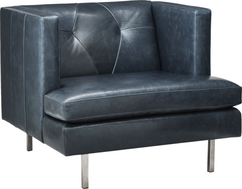 Avec Leather Chair with Brushed Stainless Steel Legs - Image 2