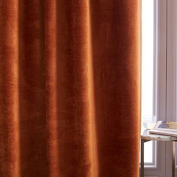 Worn Velvet Curtain, Unlined, Copper, 48"x108" - Image 3