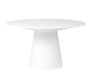 Warner Round Pedestal Dining Table, Matte White, 53" D - Image 2