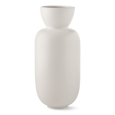 Larsen White Ceramic Vase, Large - Image 0