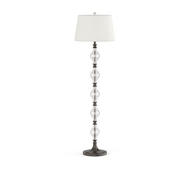 Marston Crystal Floor Lamp &amp; Large Tapered Gallery Shade, White - Image 0