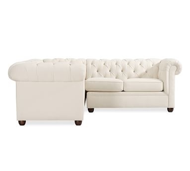 Chesterfield Roll Arm Upholstered Left 4-Piece Corner Sectional, Polyester Wrapped Cushions, Performance Heathered Tweed Pebble - Image 3