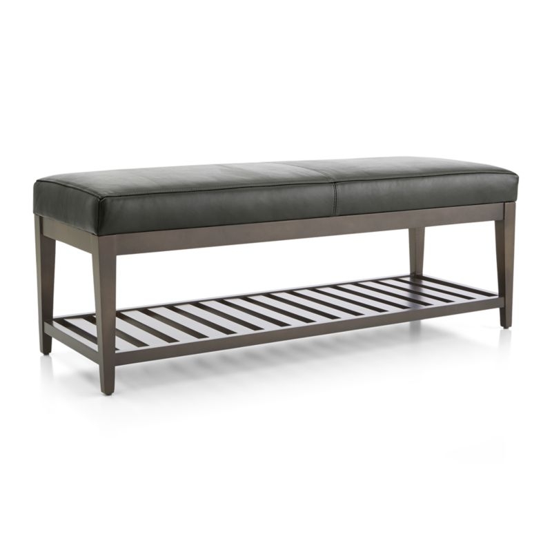 Nash Leather Small Bench with Slats - Image 2