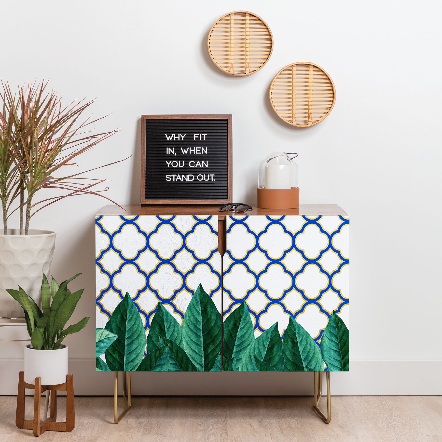 83 Oranges Leaves And Tiles Credenza - Birch / Gold - Image 0