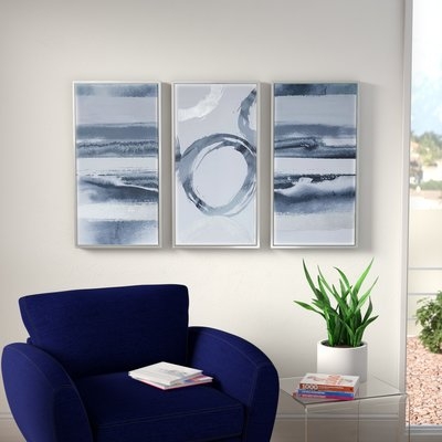 'Gray Surrounding' 3 Piece Framed Graphic Art Print Set on Wood - Image 0