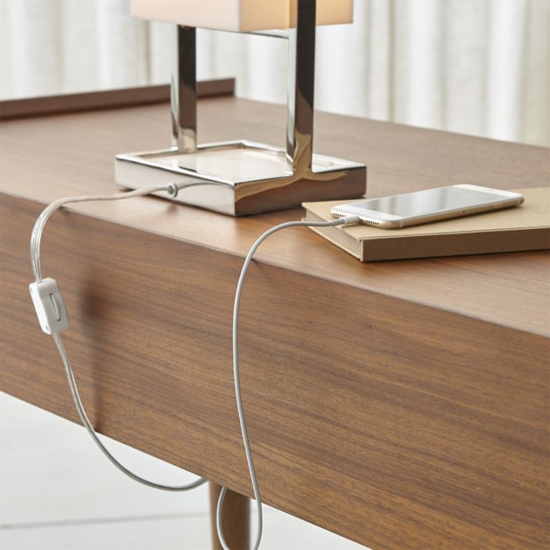 Tate 48" Walnut Desk with Power Outlet - Image 3