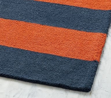 Rugby Custom Rug, 5' x 8', Navy/Orange - Image 4