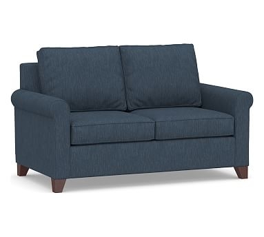 Cameron Roll Arm Upholstered Loveseat 2-Seater 63", Polyester Wrapped Cushions, Performance Heathered Tweed Indigo - Image 0