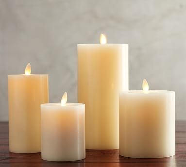 Premium Flickering Flameless Wax Pillar Candle, Set of 2, 4"x4.5" - White - Image 3