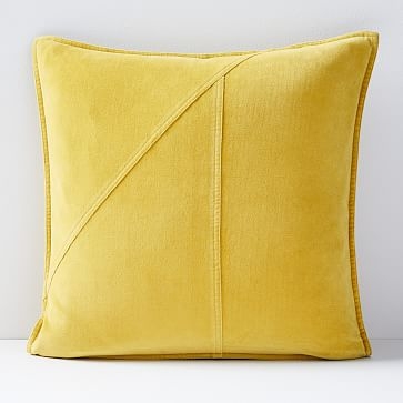 Washed Cotton Velvet Pillow Cover, Golden Yellow, 18"x18" - Image 0