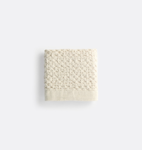 Ivory Japanese Linen Lattice Waffle Towel - Wash Cloth - Image 1