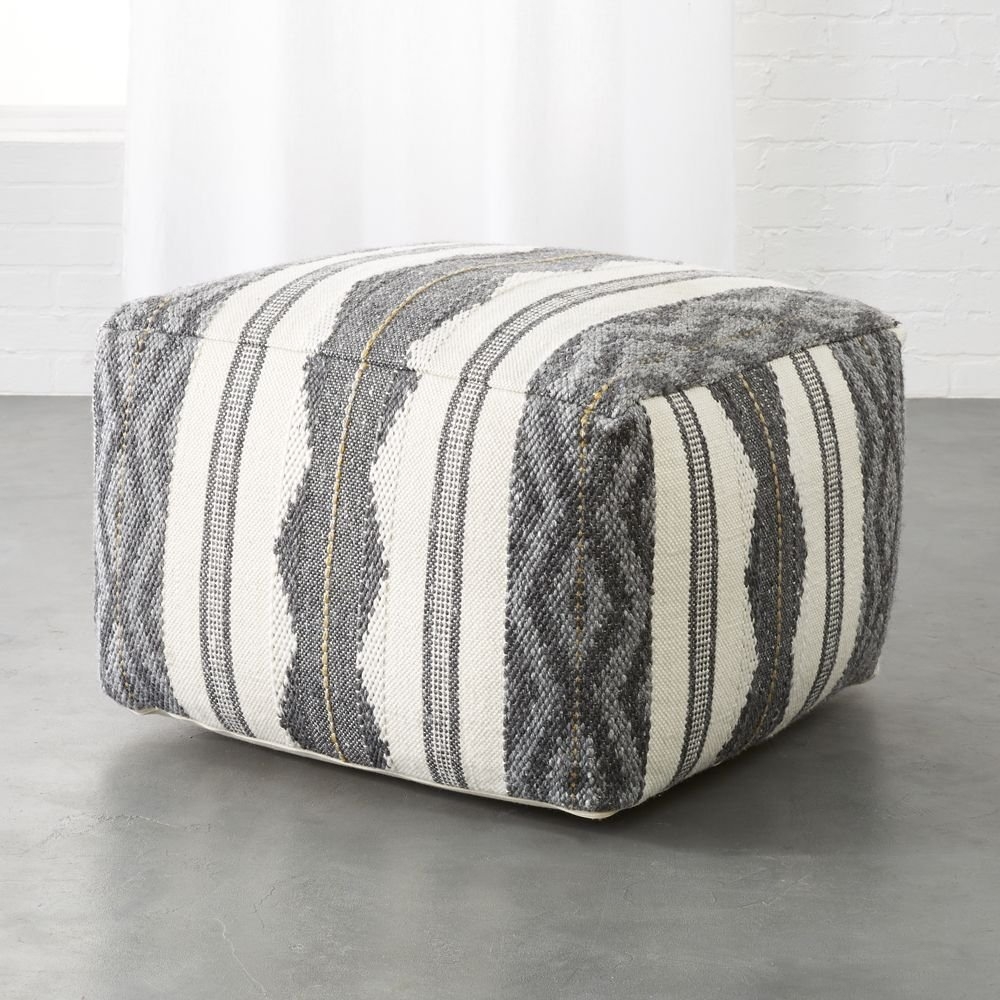 Delsey Grey Woven Pouf - Image 0