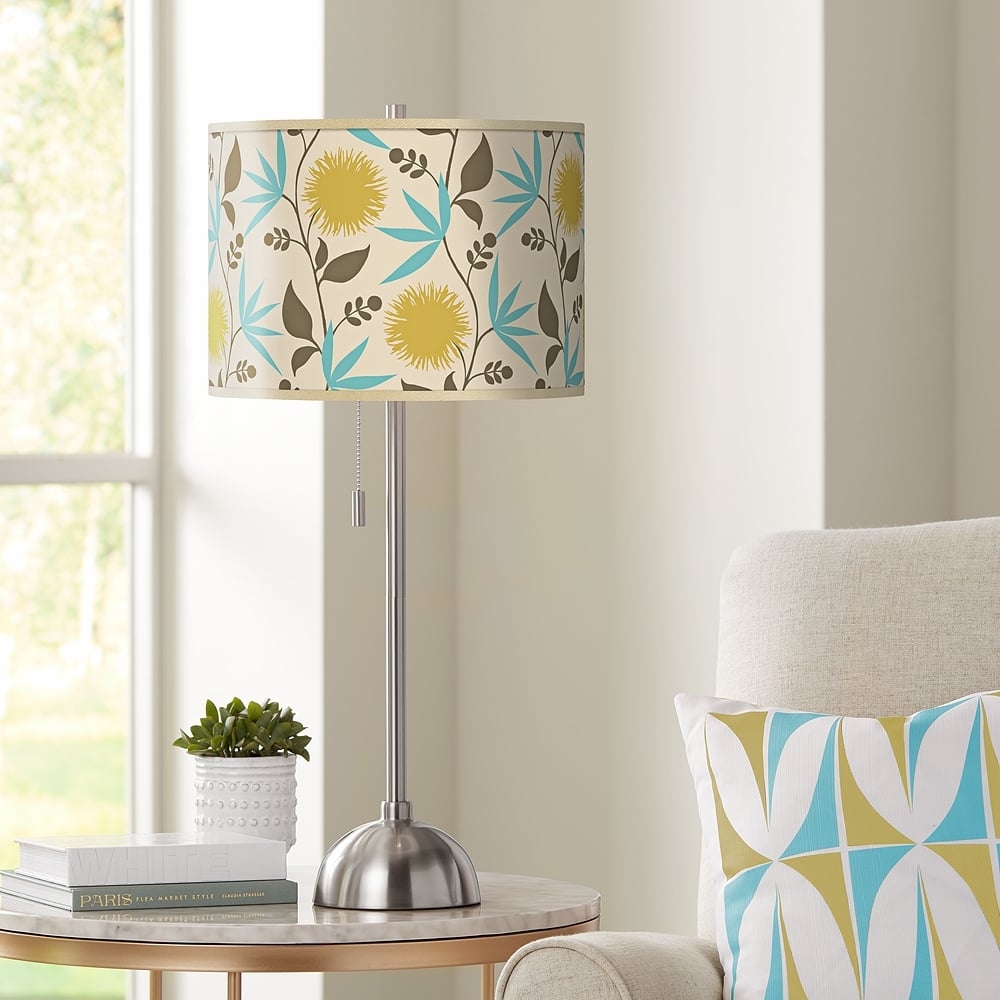 Seedling by thomaspaul 28" Dahlia Shade with Brushed Nickel Table Lamp - Image 0