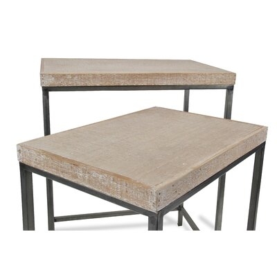 Joziah Set Of 2, White Washed, Brown Wood Topped Nesting Tables - Image 0