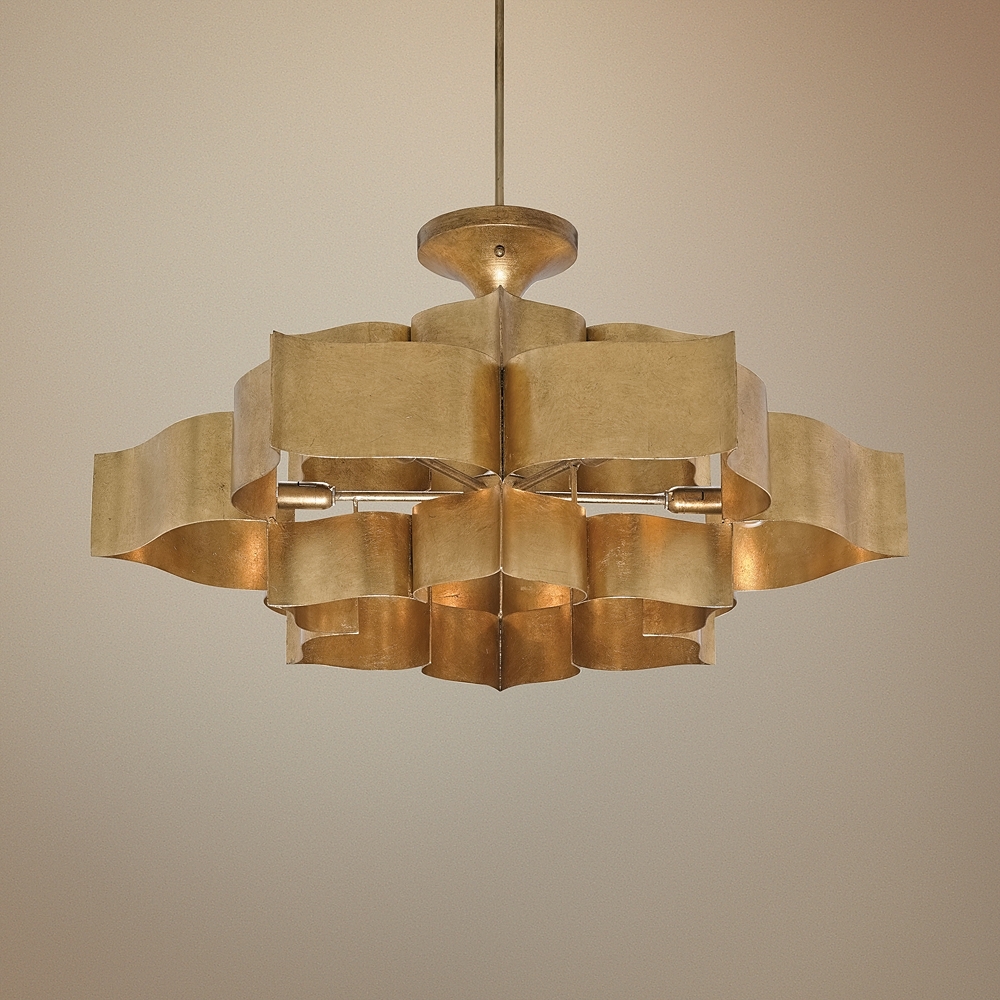 Grand Lotus 30" Wide Antique Gold Leaf Chandelier - Style # 8H110 - Image 0