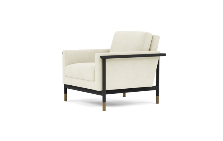 Jason Wu Chair with White Ivory Fabric and Matte Black with Brass Cap legs - Image 4