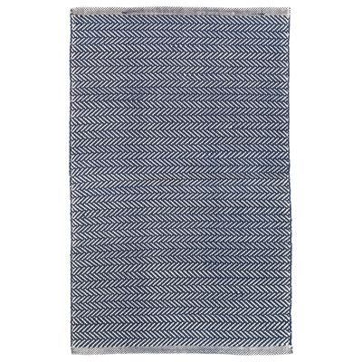 Herringbone Handmade Flatweave Blue/White Indoor / Outdoor Area Rug - Image 0