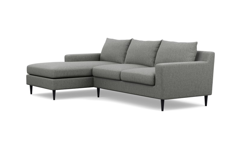 Sloan Left Sectional with Grey Plow Fabric, extended chaise, and Painted Black legs - Image 3