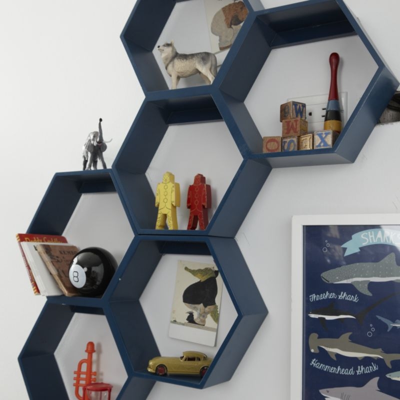 Honeycomb Blue Hexagon Shelf - Image 1