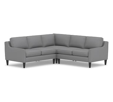 Beverly Upholstered 3-Piece L-Shaped Corner Sectional, Polyester Wrapped Cushions, Textured Twill Light Gray - Image 0