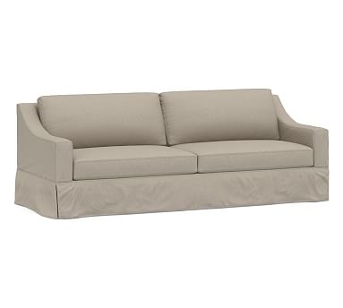 York Slope Arm Slipcovered Grand Sofa 95" 2x2, Down Blend Wrapped Cushions, Performance Brushed Basketweave Sand - Image 0