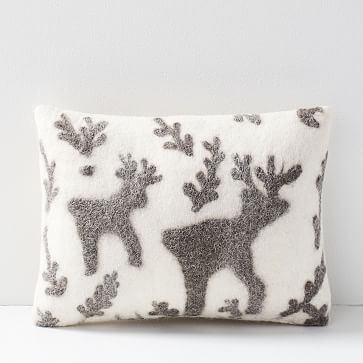 Felt Deer Pillow Cover, Ivory - Image 0