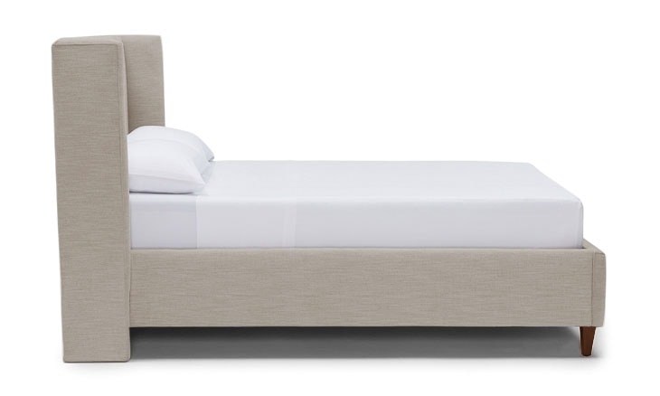 Beige Macey Mid Century Modern Bed - Cody Sandstone - Mocha - Queen - Image 1