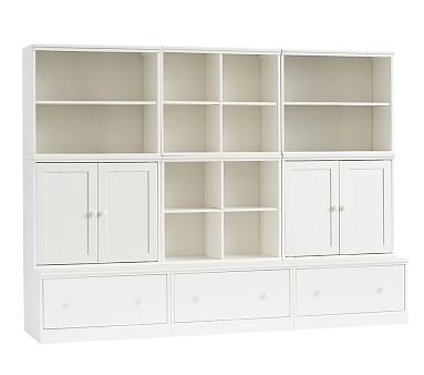 Cameron 2 Cubbies, 2 Cabinets, 2 Bookcase Cubbies, & 3 Drawer Bases, Heritage Fog, UPS - Image 0