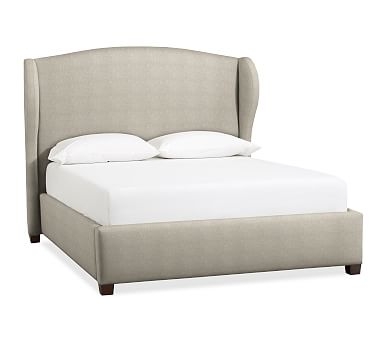 Raleigh Upholstered Wingback Bed without Nailheads, King, Performance Heathered Tweed Pebble - Image 2