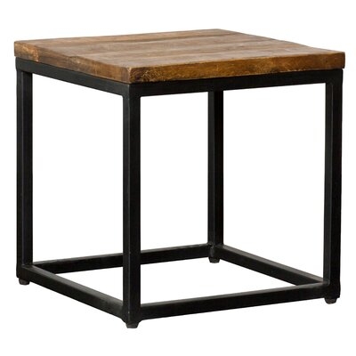 Harold Industrial Style Mango Wood Side Table with Iron Open Base, Black and Brown - Image 0