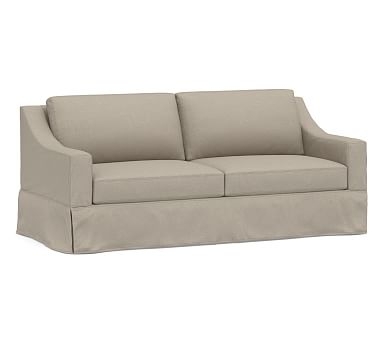 York Slope Arm Slipcovered Sofa 81" 2x2, Down Blend Wrapped Cushions, Performance Brushed Basketweave Sand - Image 0