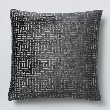Allover Crosshatch Jacquard Velvet Pillow Cover, 20"x20", Slate - Image 0