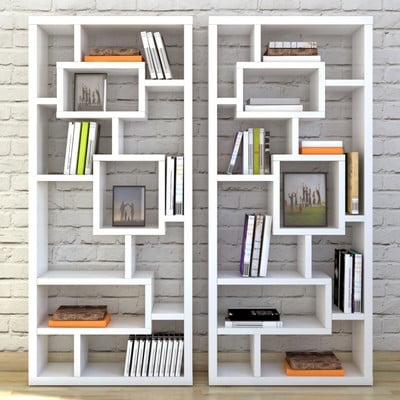 Chrysanthos Geometric Bookcase in White - Image 0